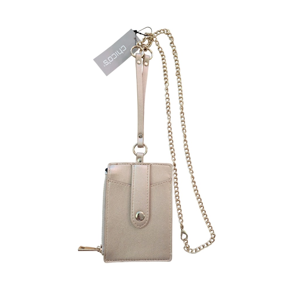 Chico's Animal Print ID Lanyard Gold‎ Chain Card Holder Wallet Travel Vacation